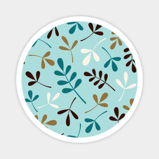 Assorted Leaf Silhouettes Teals Crm Brown Gld Magnet